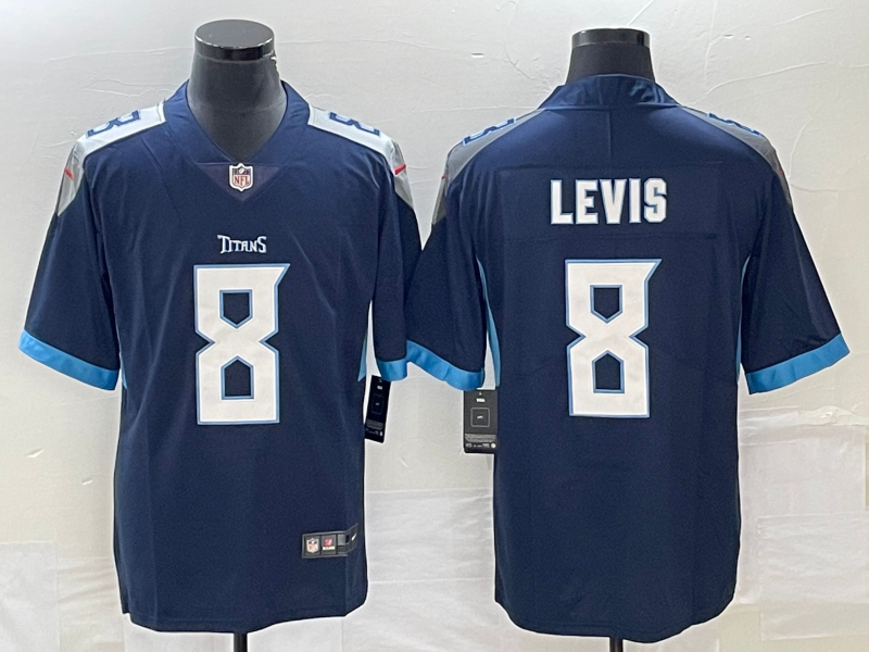 Men's Tennessee Titans Will Levis #8 Navy Game Jersey1 football jersey product view 1