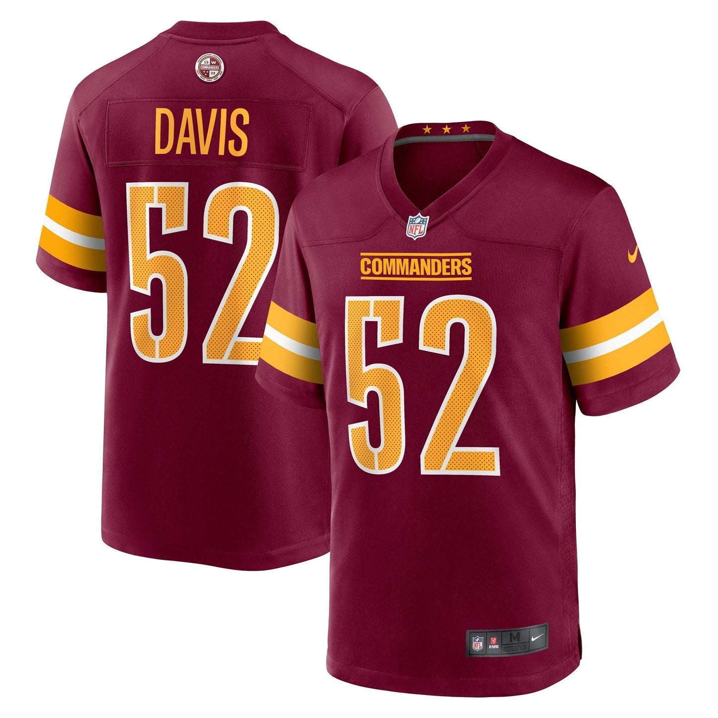 Jamin Davis Washington Commanders Nike Game Jersey - Burgundy football jersey product view 1