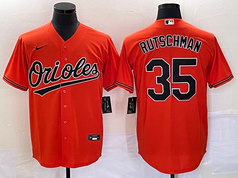 Men's Baltimore Orioles Adley Rutschman #35 Orange Replica Player Jersey1 baseball jersey product view 1