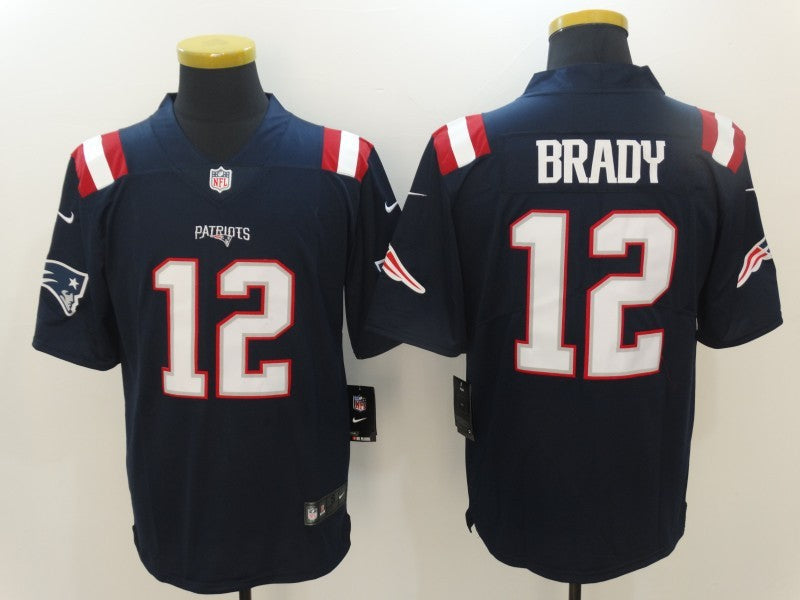 Men's New England Patriots Tom Brady #12 Navy Game Jersey1 football jersey product view 1