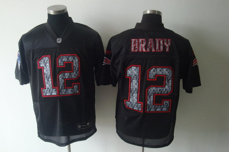 Men's New England Patriots Tom Brady #12 Black Authentic Game Jersey1 football jersey product view 1