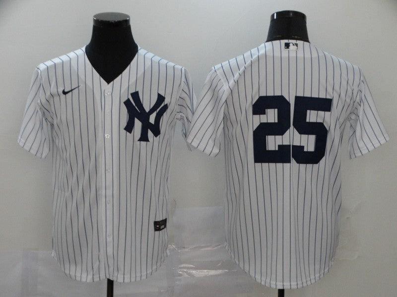 Men's New York Yankees Jason Giambi #25 White Replica Player Name Jersey1 baseball jersey product view 1