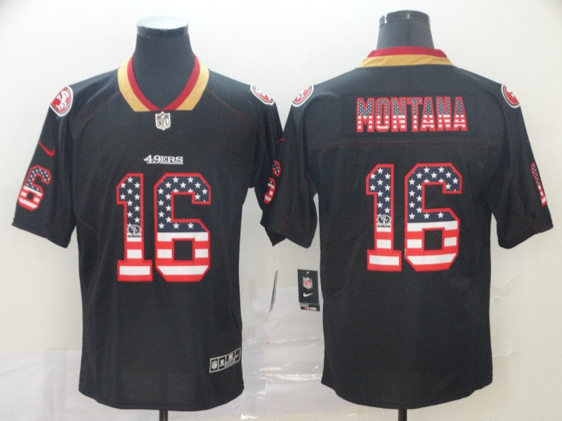 Men's San Francisco 49ers Joe Montana #16 Black Stitched Game Jersey1 football jersey product view 1