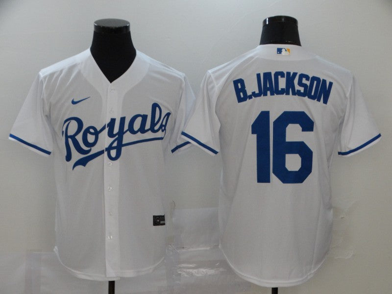Men's Kansas City Royals Bo Jackson #16 White Replica Baseball Jersey1 baseball jersey product view 1