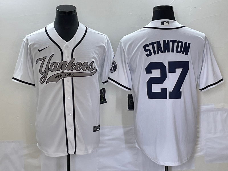 Men's New York Yankees Giancarlo Stanton #27 White Player Jersey1 Joint Edition baseball jersey product view 1