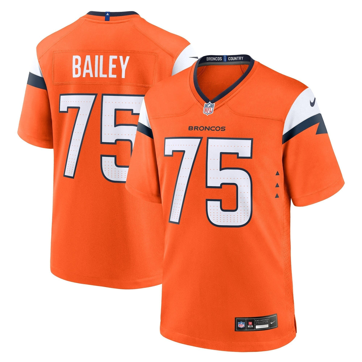 Quinn Bailey Denver Broncos Nike Team Game Jersey - Orange football jersey product view 1
