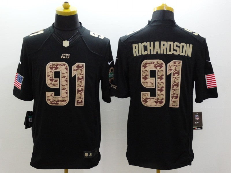 Men's New York Jets Sheldon Richardson #91 Black Game Player Jersey1 football jersey product view 1