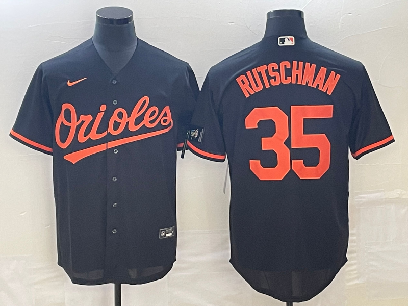 Men's Baltimore Orioles Adley Rutschman #35 Black Alternate Replica Player Jersey1 baseball jersey product view 1