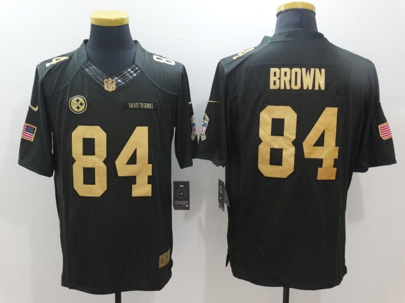 Men's Pittsburgh Steelers Antonio Brown #84 Black Team Game Jersey1 football jersey product view 1