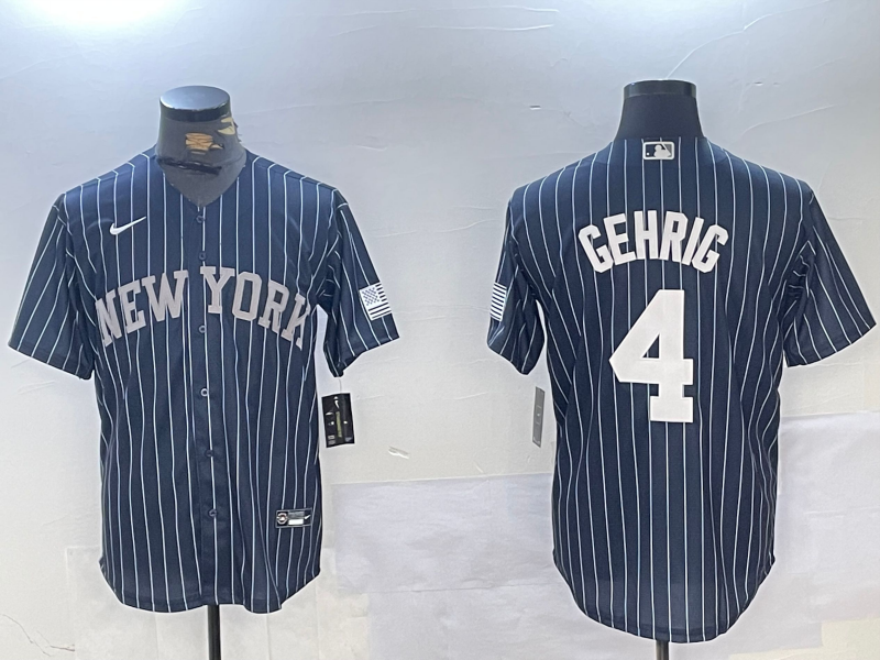 Men's New York Yankees Lou Gehrig #4 Navy Replica Player Jersey1 baseball jersey product view 1