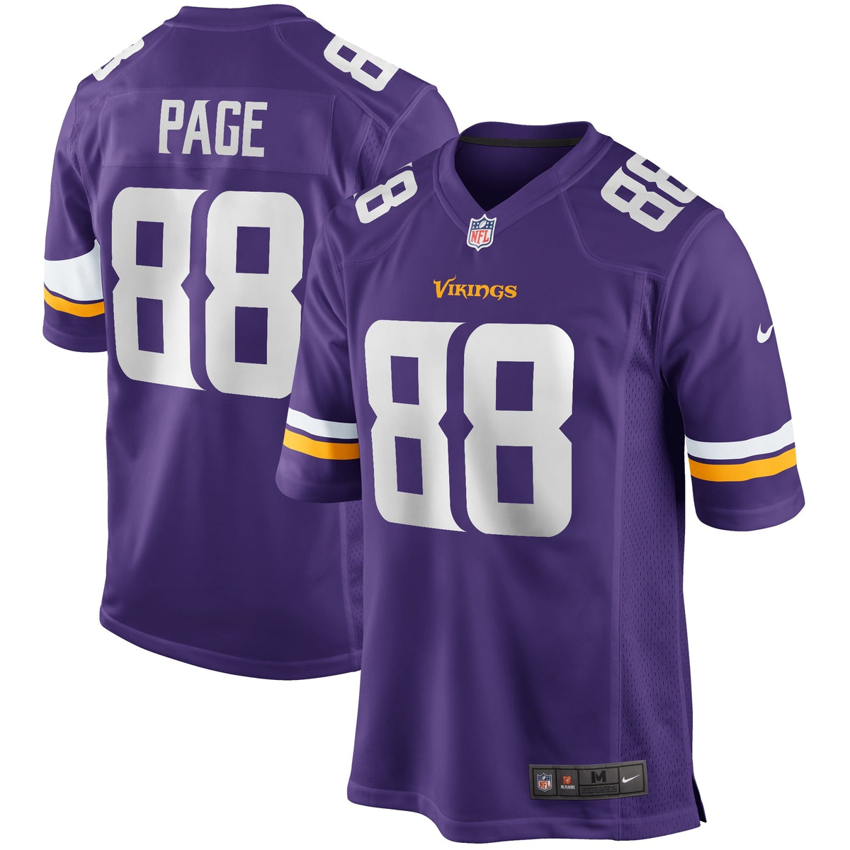 Alan Page Minnesota Vikings Nike Game Retired Jersey - Purple football jersey product view 1