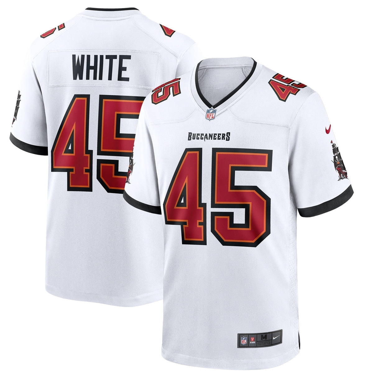 Devin White Tampa Bay Buccaneers Nike Game Jersey - White football jersey product view 1