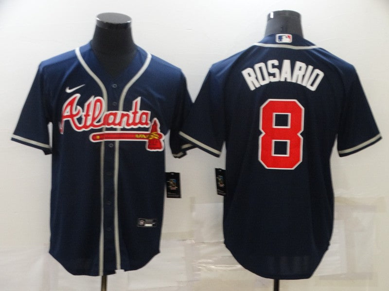 Men's Atlanta Braves Eddie Rosario #8 Navy Replica Jersey1 baseball jersey product view 1