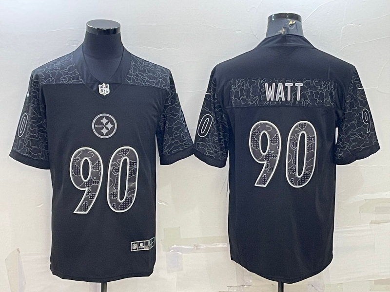 Men's Pittsburgh Steelers T.J. Watt #90 Black Retired Player RFLCTV Limited Jersey1 football jersey product view 1