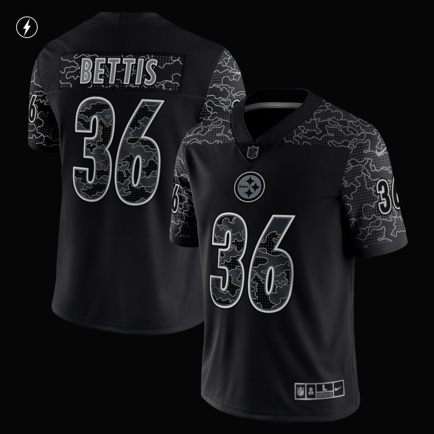 Jerome Bettis Pittsburgh Steelers Nike Retired RFLCTV Limited Jersey - Black football jersey product view 2