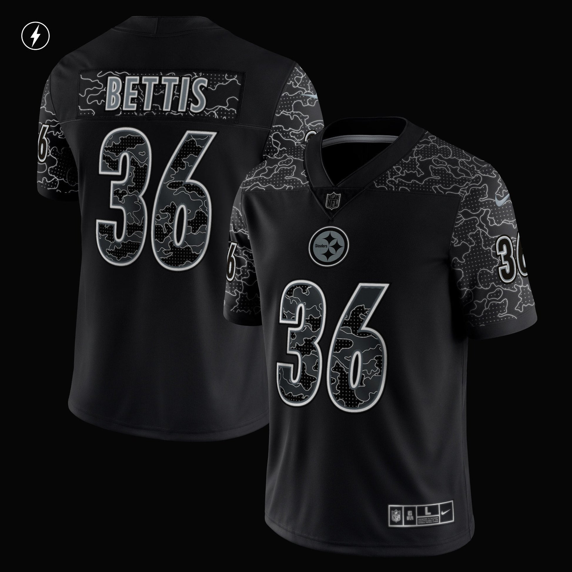 Jerome Bettis Pittsburgh Steelers Nike Retired RFLCTV Limited Jersey - Black football jersey product view 2
