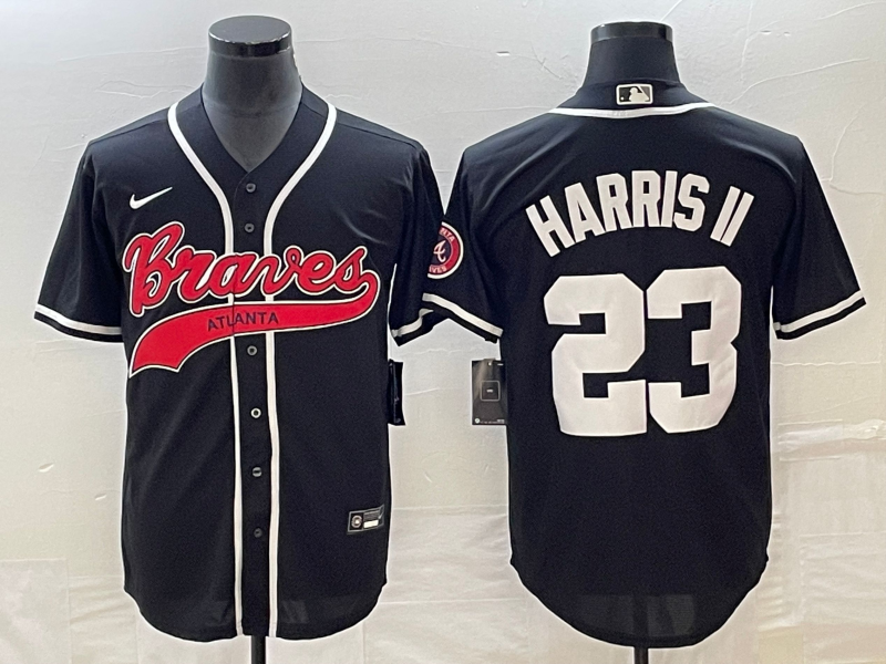 Men's Atlanta Braves Michael Harris II #23 Black Replica Player Jersey1 Joint Edition baseball jersey product view 1