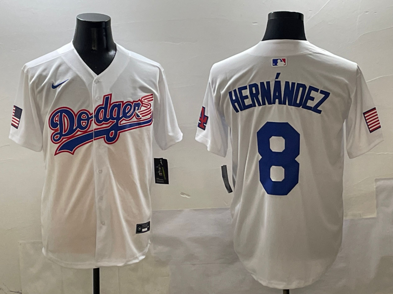 Men's Los Angeles Dodgers Enrique Hernandez #8 White Team Game Jersey baseball jersey product view 1