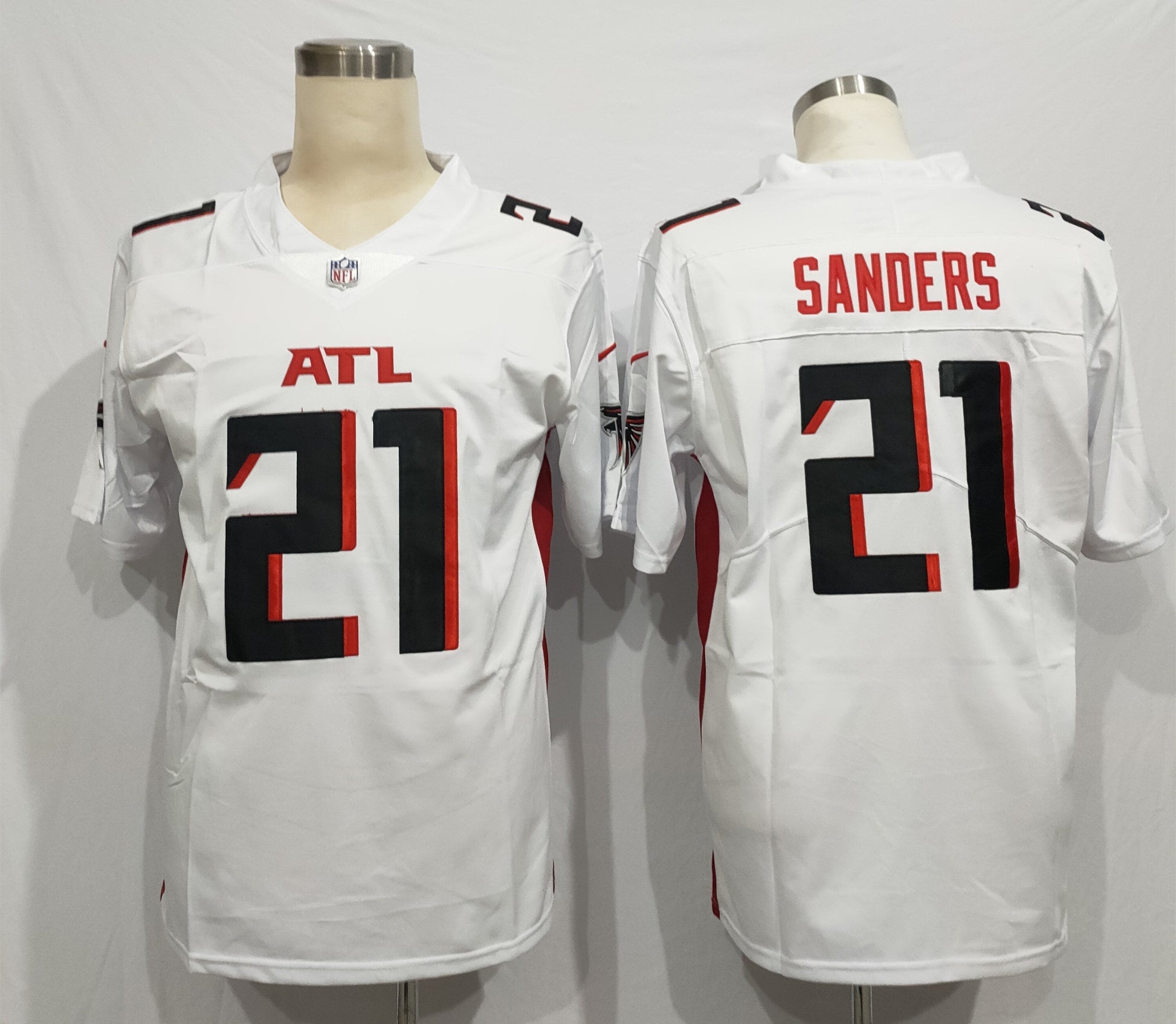 Men's Atlanta Falcons Deion Sanders #21 White Game Player Jersey1 football jersey product view 1