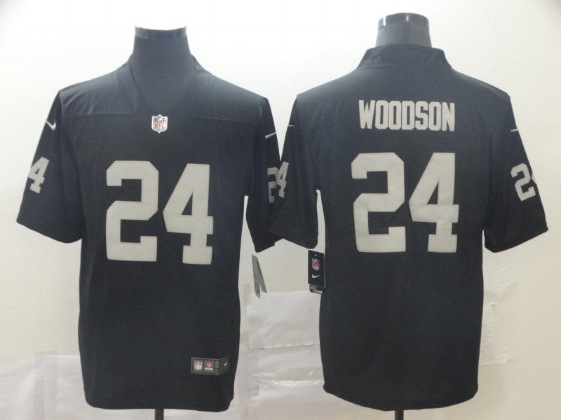 Men's Las Vegas Raiders Charles Woodson #24 Black Game Jersey1 football jersey product view 1