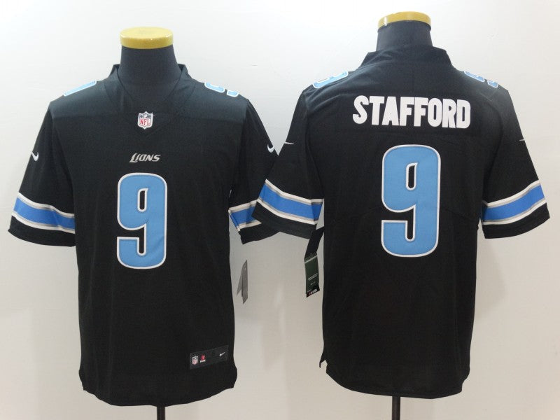 Men's Detroit Lions Matthew Stafford #9 Black Game Jersey1 football jersey product view 1