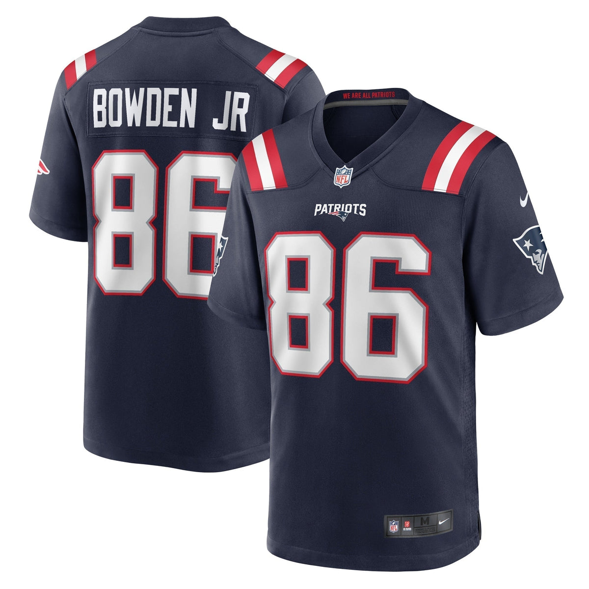 Lynn Bowden Jr. New England Patriots Nike Home Game Jersey - Navy football jersey product view 1