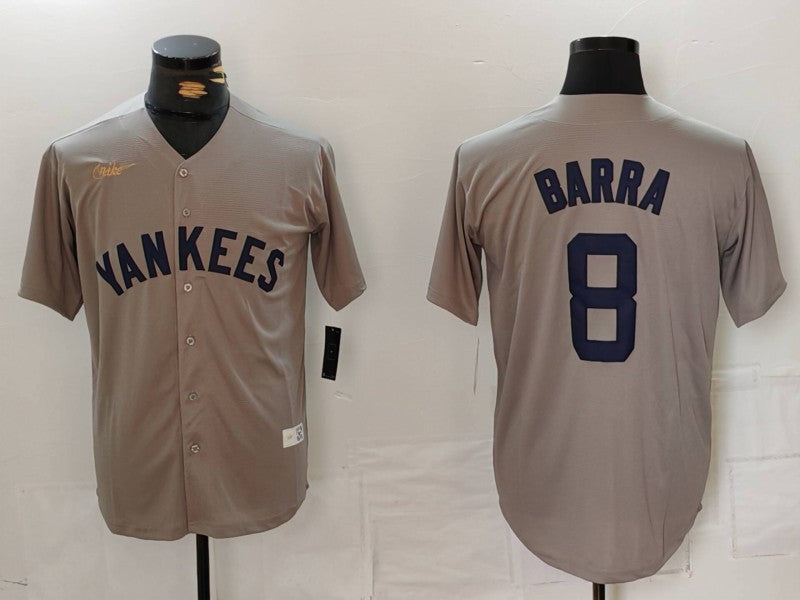 Men's New York Yankees Yogi Berra #8 Gray Road Cooperstown Collection Player Jersey baseball jersey product view 1