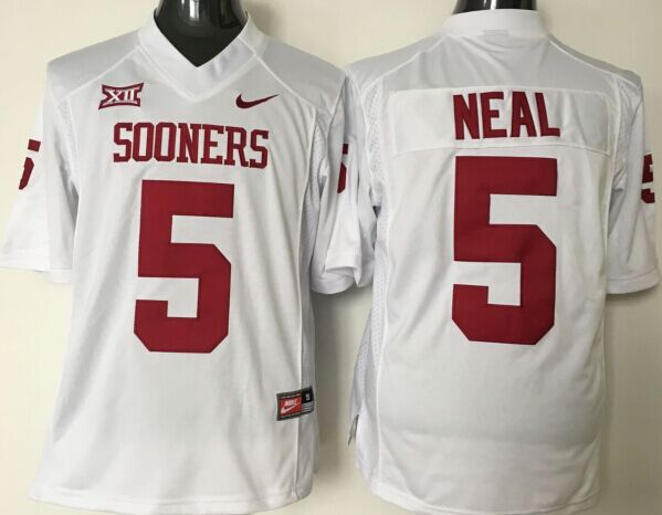 Men's Oklahoma Sooners Durron Neal #5 White Player Game Jersey sports jersey product view 1
