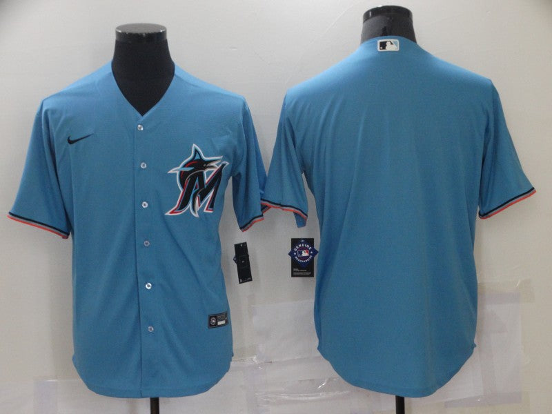 Men's Miami Marlins Blue Alternate Replica Blank Jersey1 baseball jersey product view 1