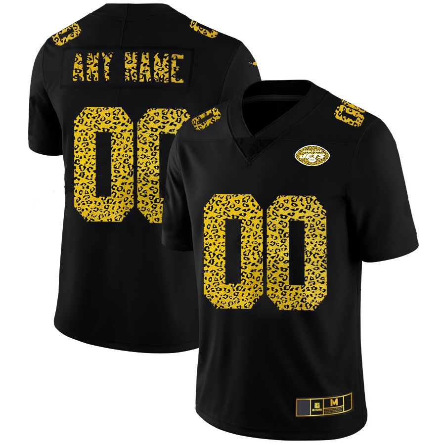 Custom1 New York Jets Leopard Print Fashion Vapor Limited Jersey1 Black American Stitched Jersey1 Football Jerseys football jersey product view 1