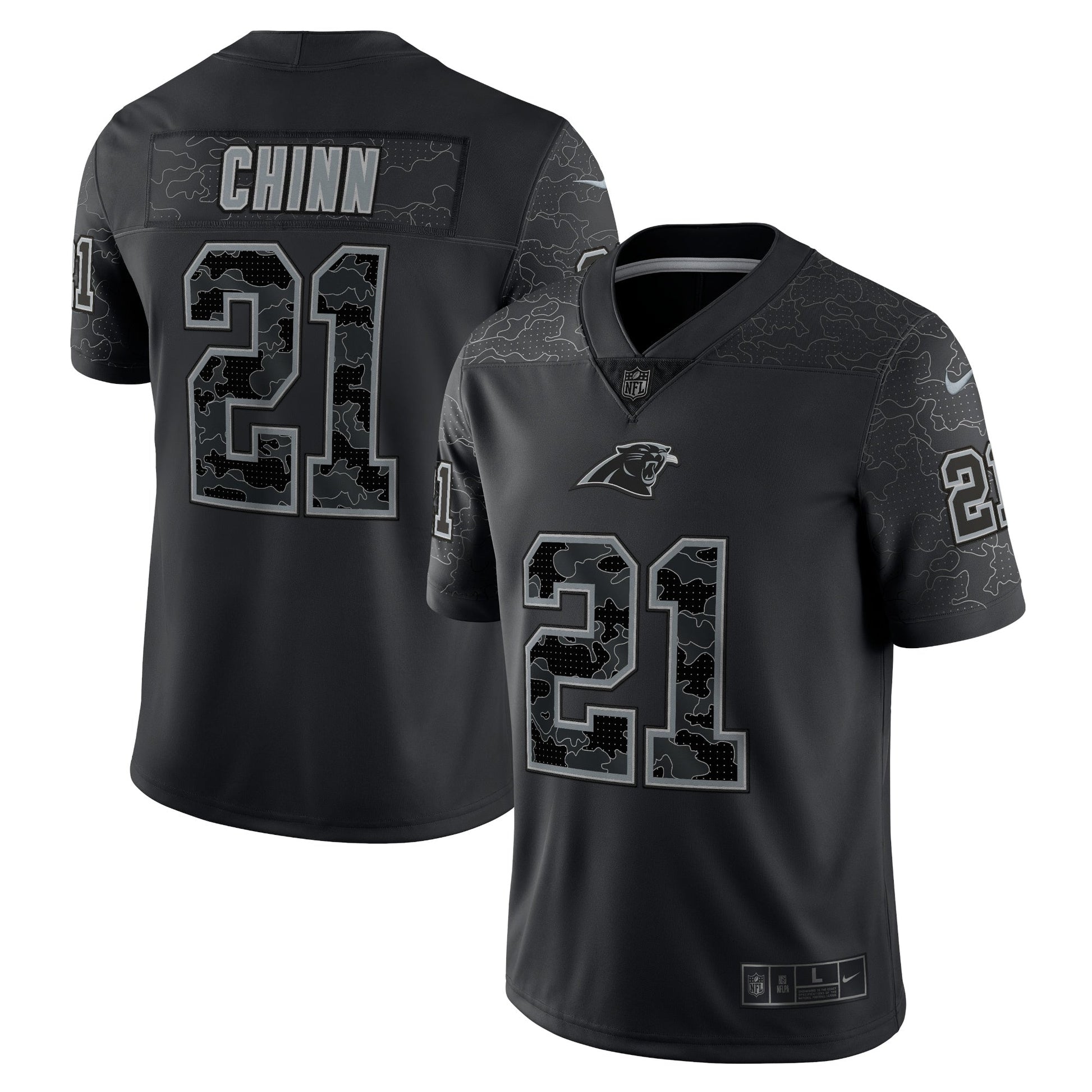 Jeremy Chinn Carolina Panthers Nike RFLCTV Limited Jersey - Black football jersey product view 1