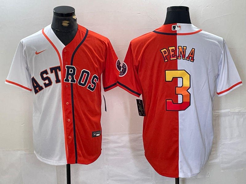 Men's Houston Astros Jeremy Pena #3 White/Orange Replica Player Jersey baseball jersey product view 1