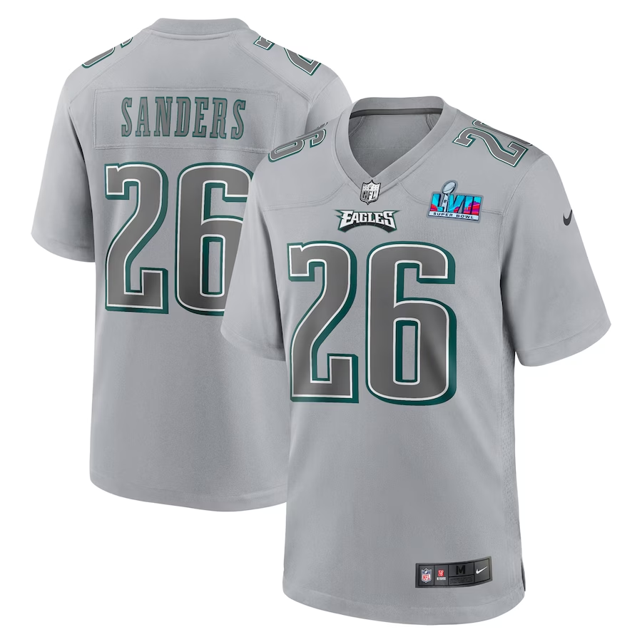 Men's Philadelphia Eagles Miles Sanders #26 Gray Super Bowl LVII Patch Atmosphere Fashion Game Jersey1 football jersey product view 1