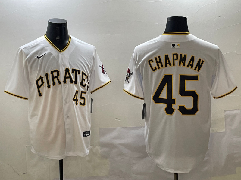 Men's Pittsburgh Pirates Aroldis Chapman #45 White Home Limited Player Jersey baseball jersey product view 1