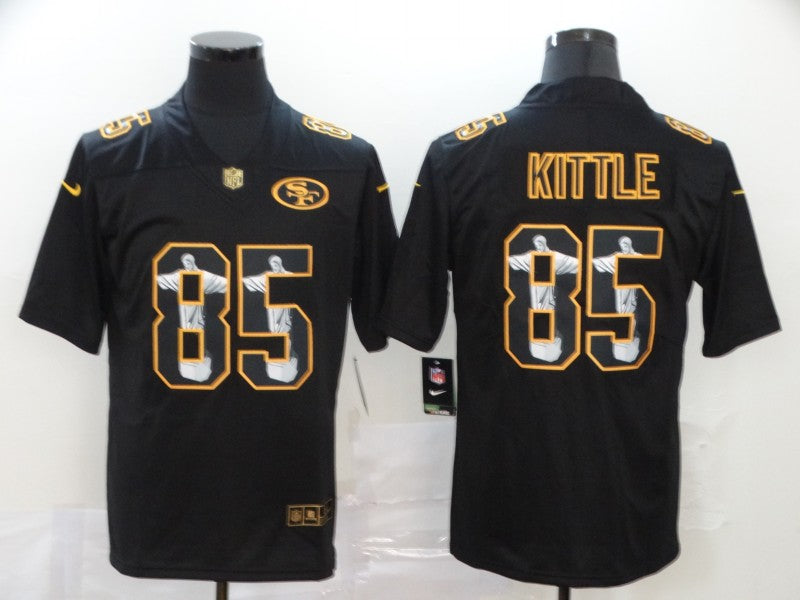 Men's San Francisco 49ers #85 George Kittle Black Authentic Game Jersey1 football jersey product view 1