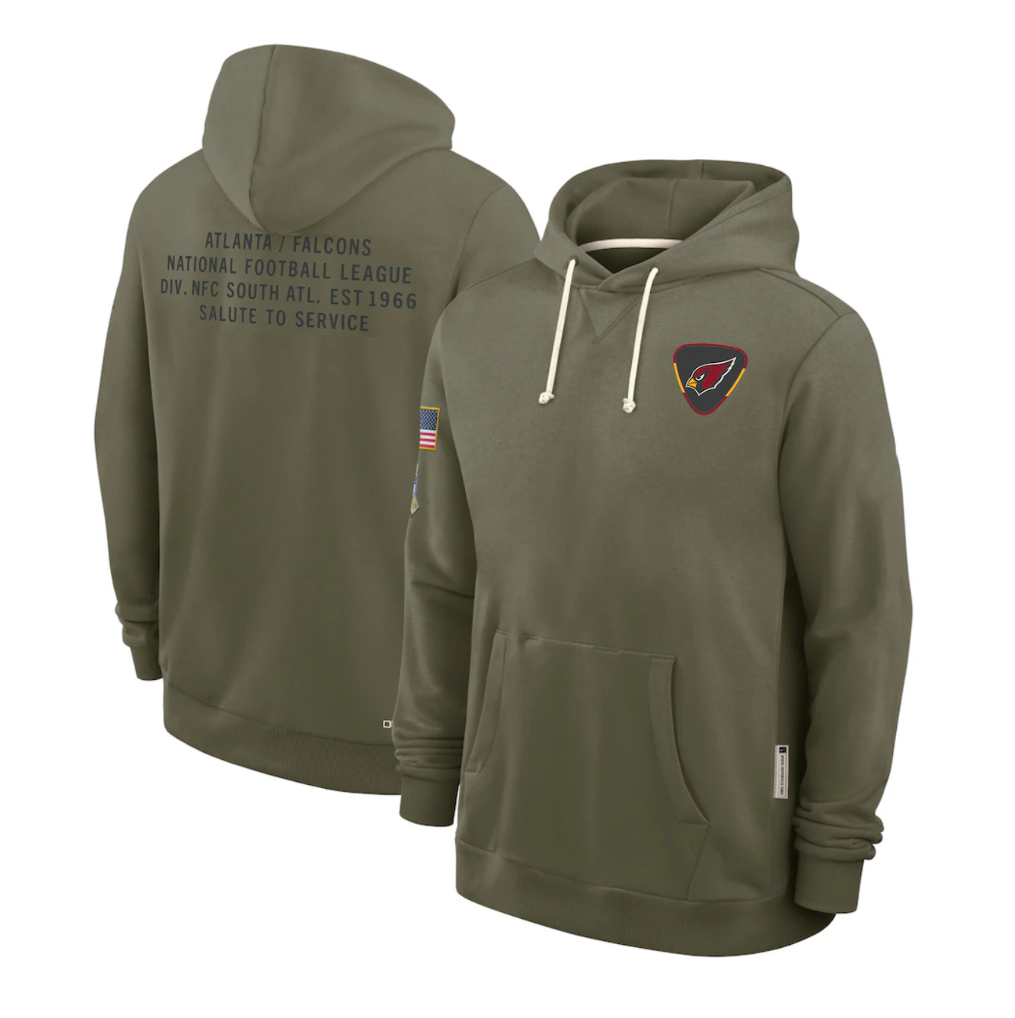 Men's Arizona Cardinals Olive 2025 Salute to Service Sideline Standard Issue Dri-FIT Hoodie football jersey product view 1