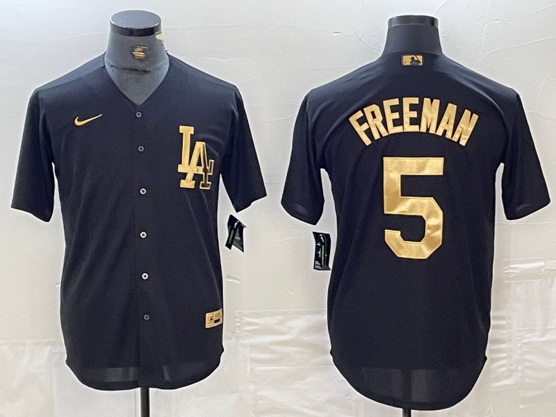 Men's Los Angeles Dodgers Freddie Freeman #5 Black Limited Player Jersey1 baseball jersey product view 1