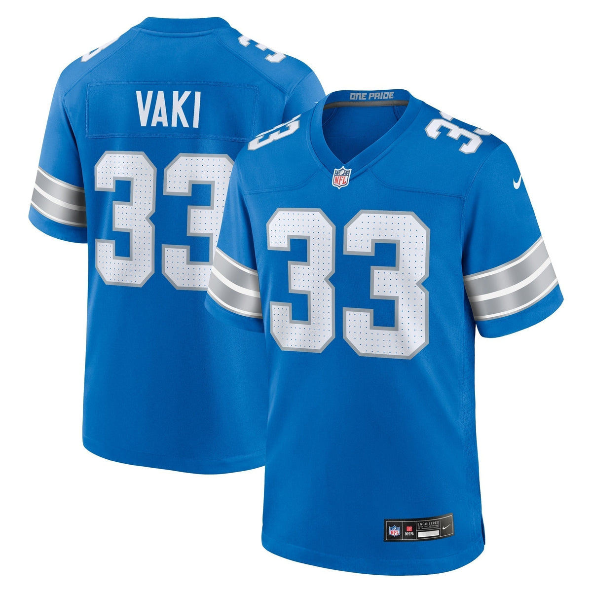 Sione Vaki Detroit Lions Nike Team Game Jersey - Blue football jersey product view 1