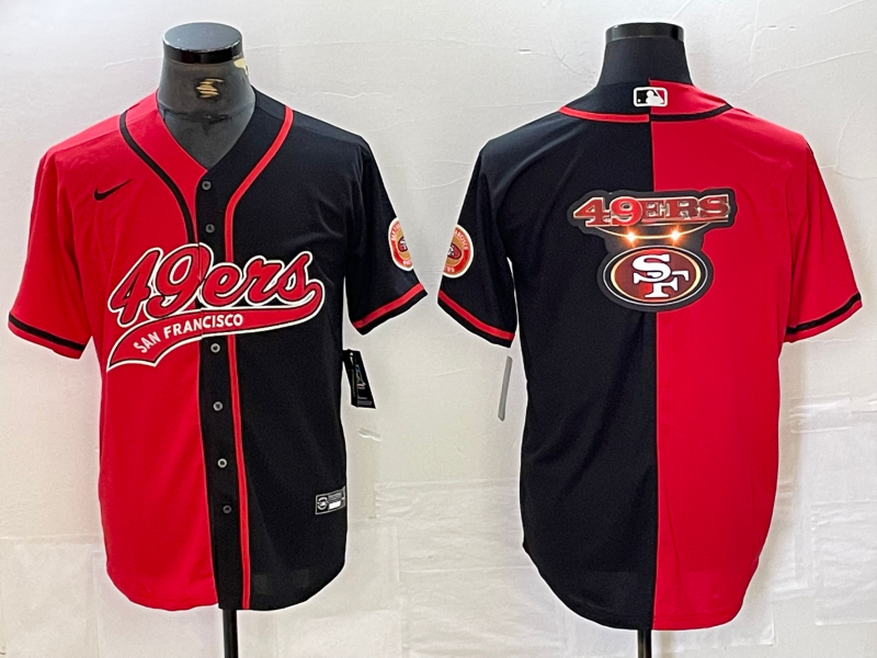 Men's San Francisco 49ers Red/Black Team Jersey1 Joint Edition football jersey product view 1