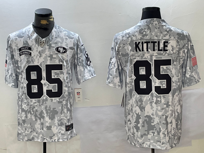 Men's San Francisco 49ers George Kittle #85 Arctic Camo 2024 Salute to Service Limited Jersey1 football jersey product view 1