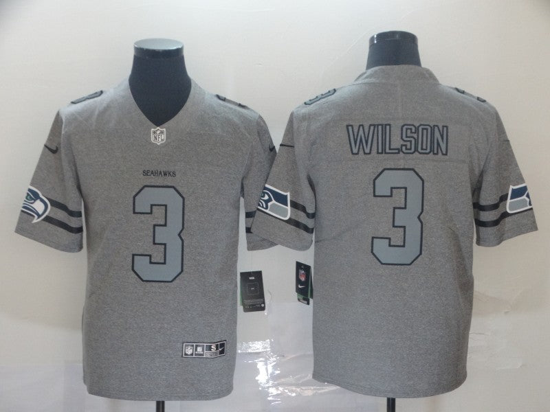 Men's Seattle Seahawks Russell Wilson #3 Gray Game Player Jersey football jersey product view 1