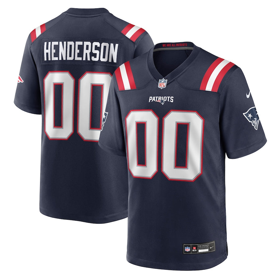 New England Patriots TreVeyon Henderson Nike Navy 2025 NFL Draft Game Jersey football jersey product view 1