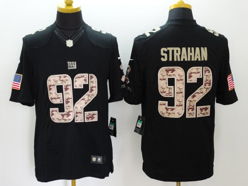 Men's New York Giants Michael Strahan #92 Black Game Player Jersey1 football jersey product view 1