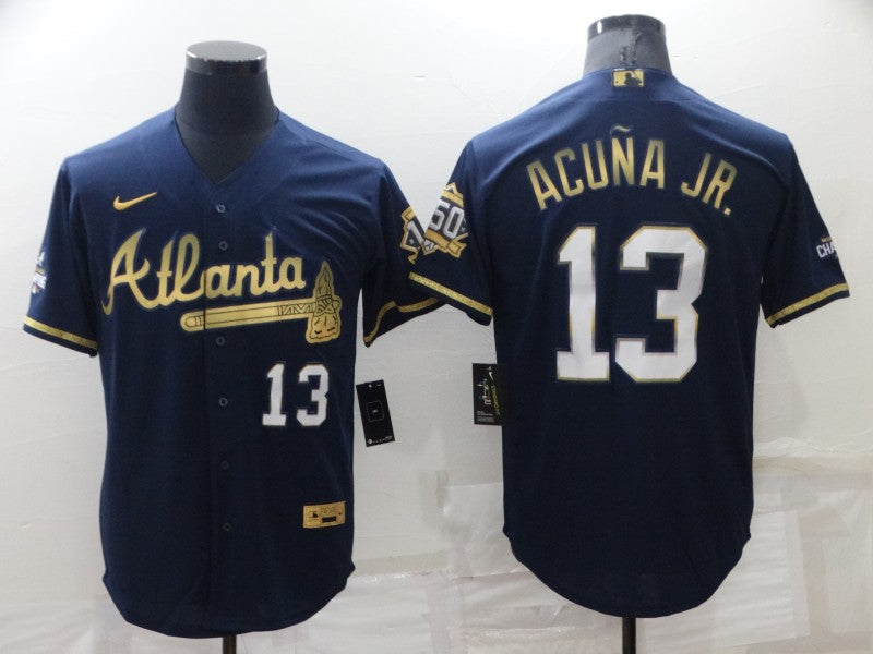 Men's Atlanta Braves Ronald Acuna Jr. #13 Navy Fashion Stitched Jersey1 baseball jersey product view 1