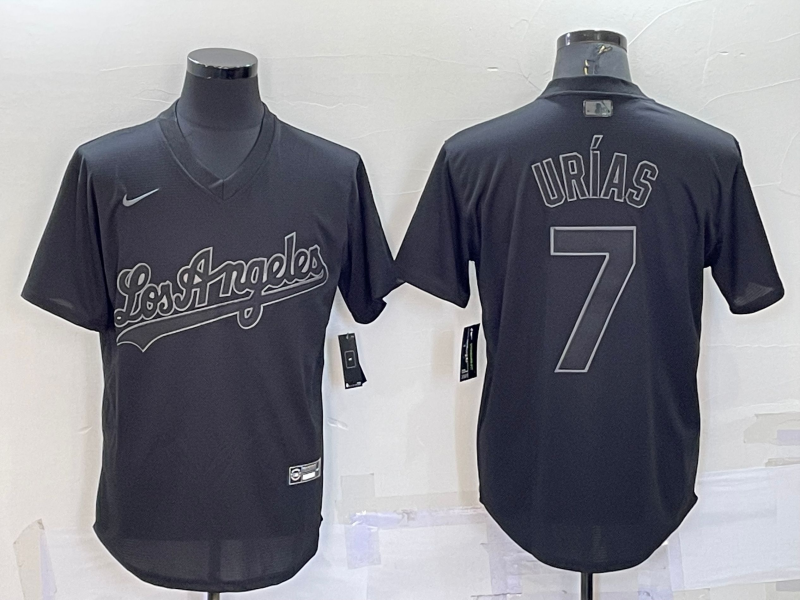 Men's Los Angeles Dodgers Julio Urias #7 Black Authentic Game Jersey1 baseball jersey product view 1