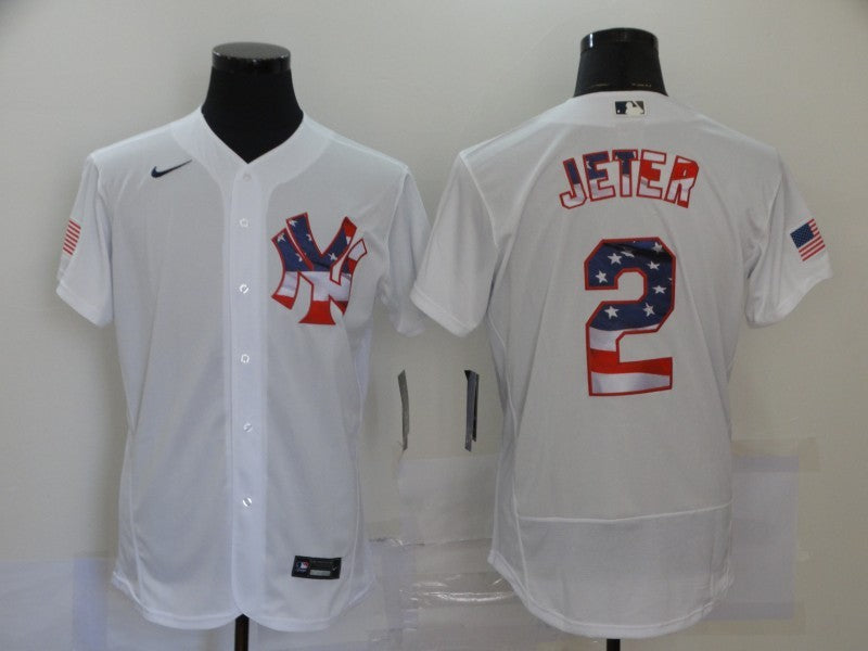 Men's New York Yankees Derek Jeter #2 White Replica Game Jersey1 baseball jersey product view 1