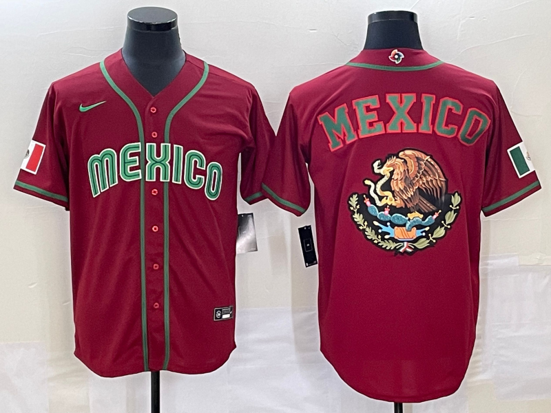 Men's 2023 World Baseball Classic Mexico Red Replica Baseball Jersey1 baseball jersey product view 1