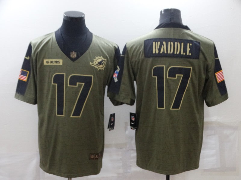 Men's Miami Dolphins Jaylen Waddle #17 Brown Game Jersey1 football jersey product view 1