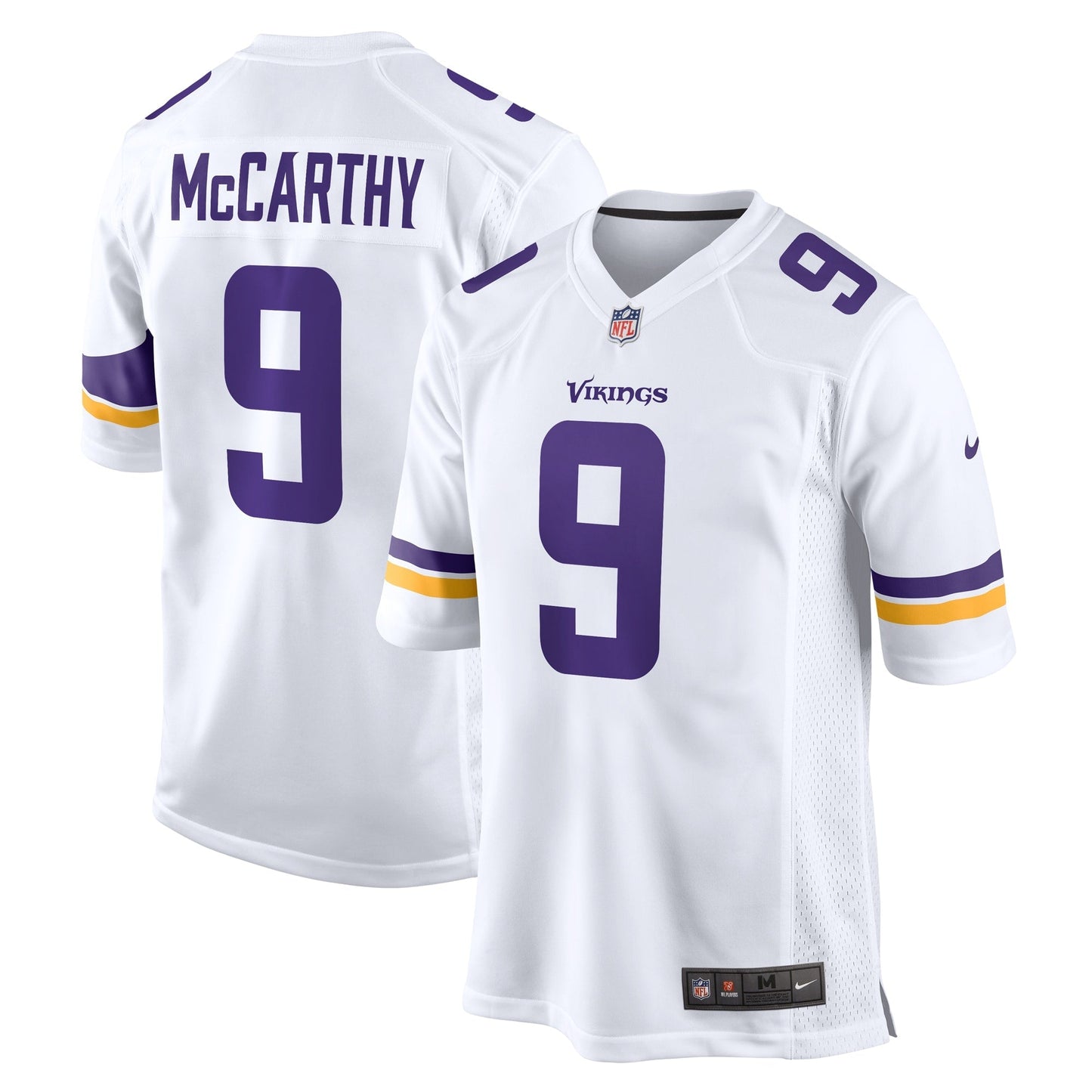 J.J. McCarthy Minnesota Vikings Nike Game Jersey - White football jersey product view 1