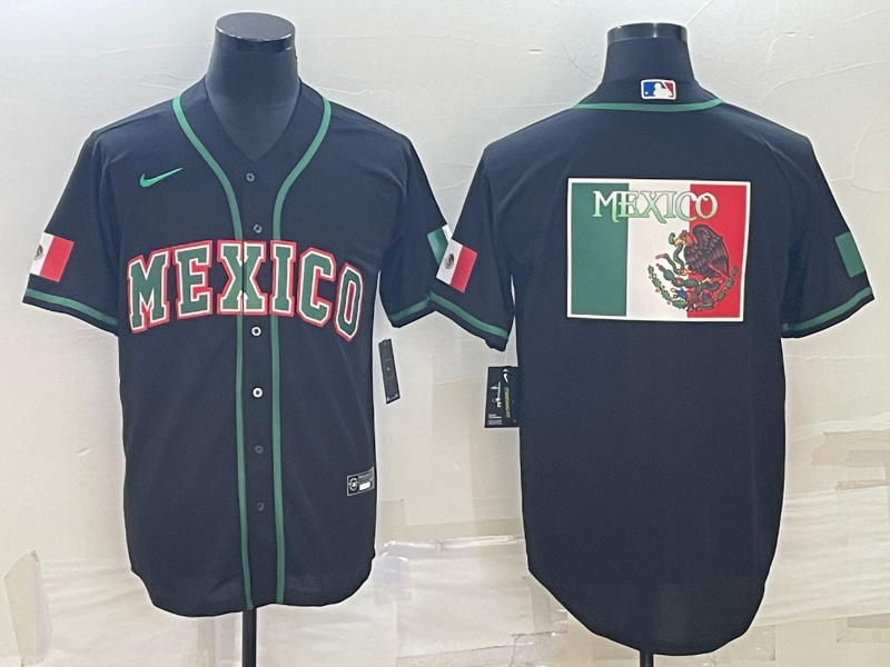 Men's 2023 World Baseball Classic Mexico Black Jersey1 baseball jersey product view 1
